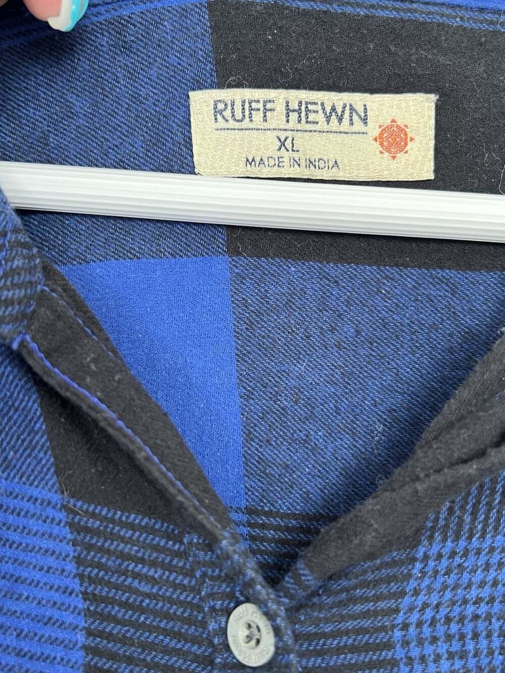 Ruff Hewn Buffalo Plaid Button Down Flannel High-Low  Slouchy Oversized XL - Picture 4 of 5